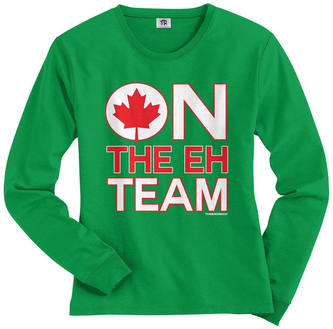 Threadrock Women S On The Eh Team Long Sleeve T Shirt Funny Canada Canadian Flag Ebay